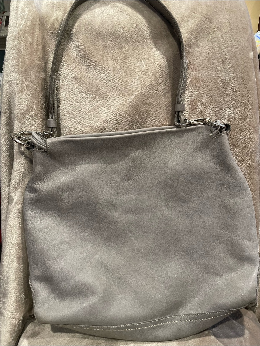 Roots grey tribe leather shoulder bag